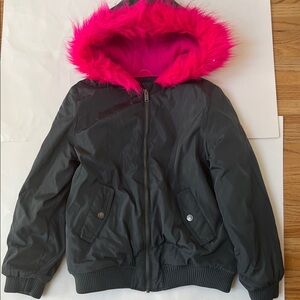 Calvin Klein Hot Pink and Grey Fleece Lined Bomber Jacket Girls 12